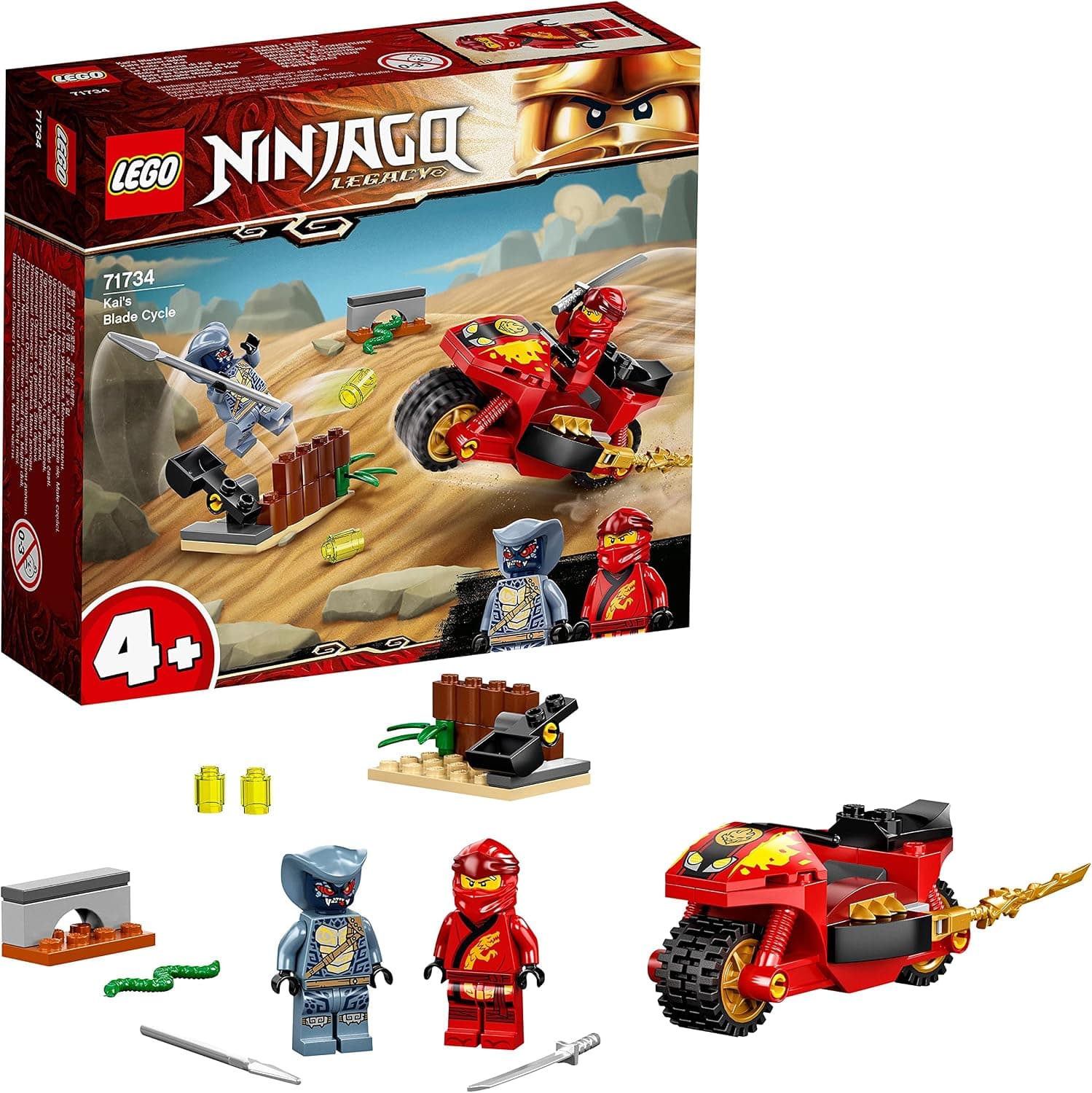 LEGO NINJAGO Legacy 71734 Kais Feuer-Bike mit Kai, Rattla und Katapult